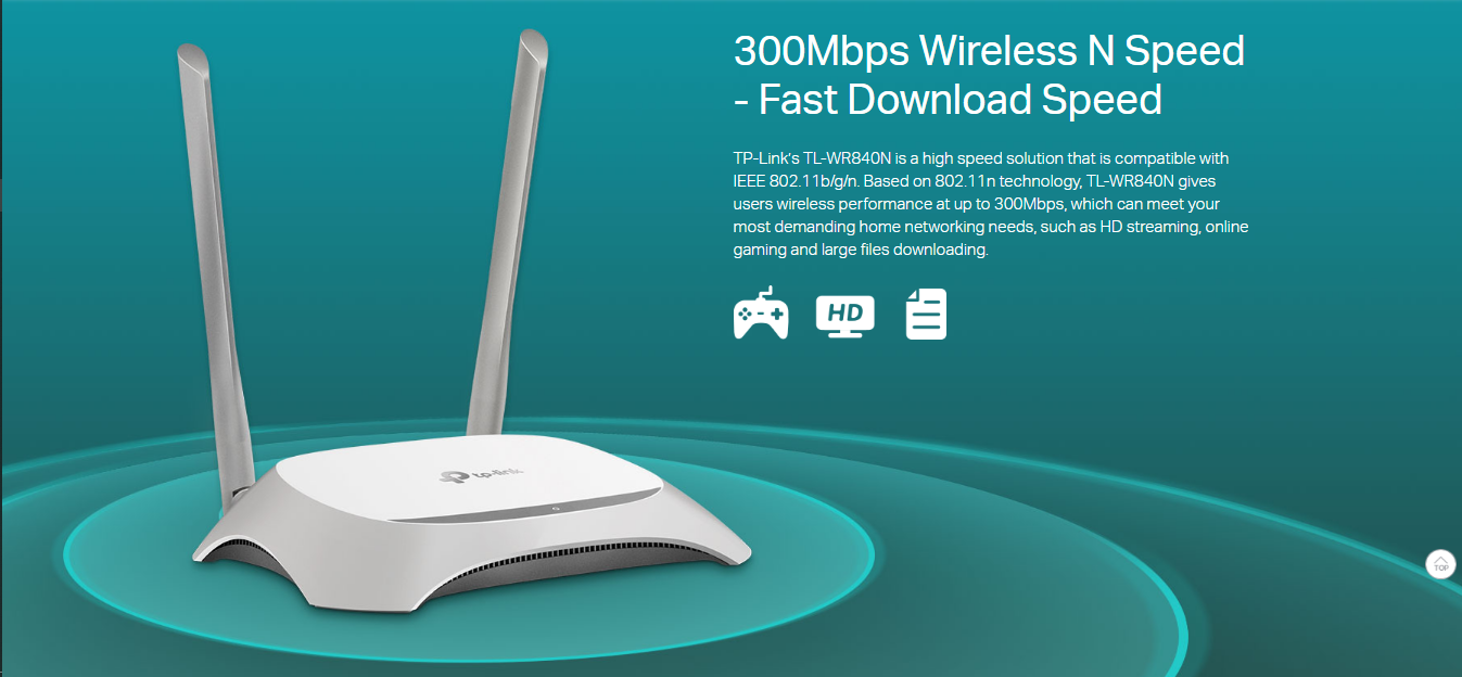 TP-Link TL-WR840N Wireless N300 Wi-Fi Router – 300Mbps High-Speed Internet, 2×5dBi Antennas, 3 LAN + 1 WAN Port, Strong Signal, Wide Coverage, Ideal for Home & Office