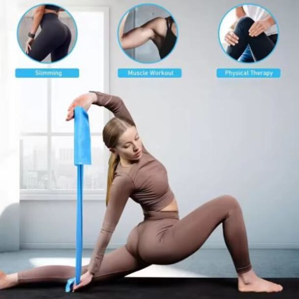 Three TPE Resistance Bands – Yellow (light), Blue (medium), Red ( heavy), Non-Latex Yoga, Pilates & Fitness Bands for Home & Gym