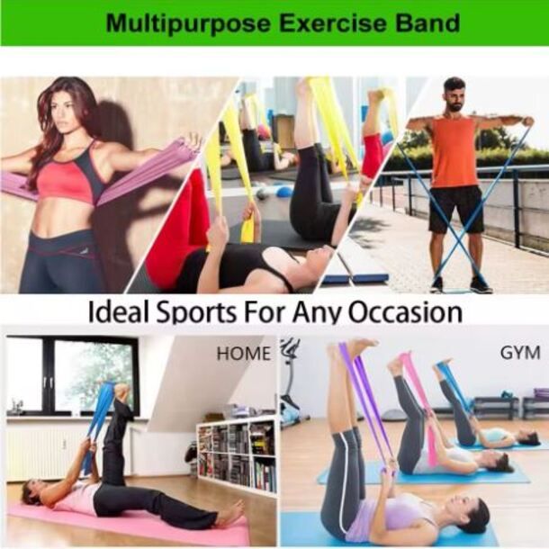 Three TPE Resistance Bands – Yellow (light), Blue (medium), Red ( heavy), Non-Latex Yoga, Pilates & Fitness Bands for Home & Gym