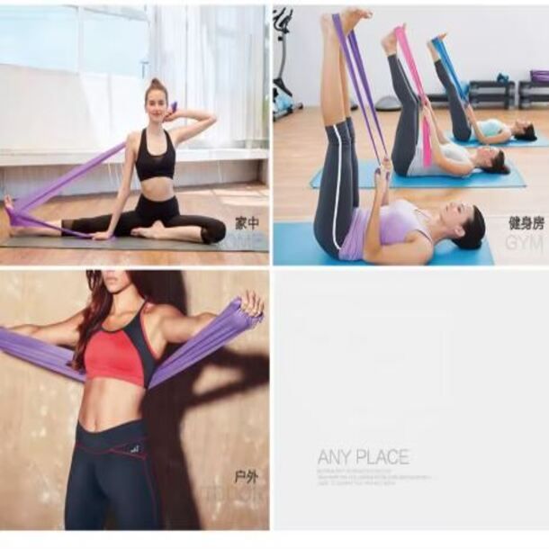 Three TPE Resistance Bands – Yellow (light), Blue (medium), Red ( heavy), Non-Latex Yoga, Pilates & Fitness Bands for Home & Gym