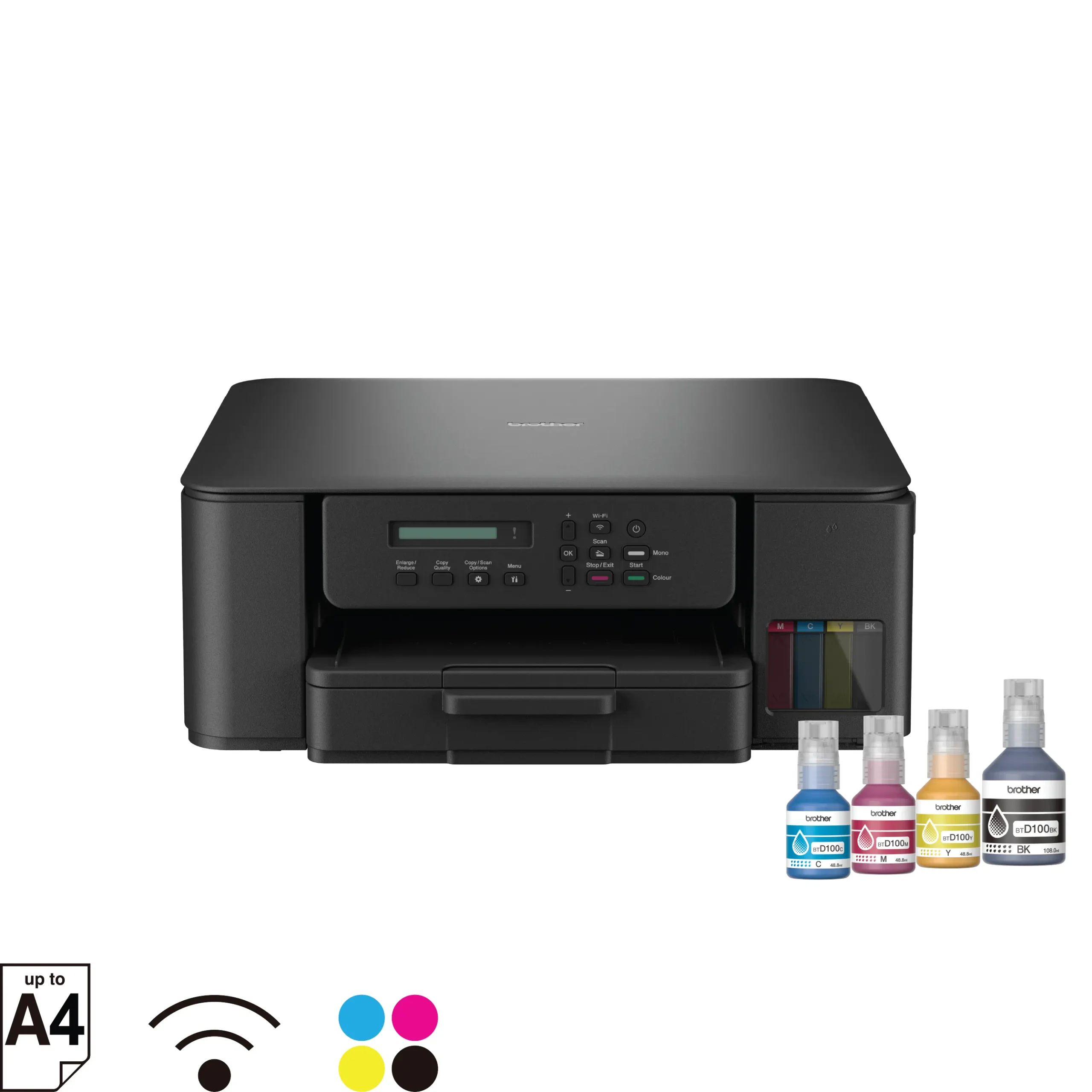 [Exclusive Offer] Brother DCP-T530DW, 3-in-1 wireless ink tank printer, 3-in-1 Functionality, Auto Duplex Printing, Refillable Ink Tank System, ,Wireless Connectivity, High Page Yield