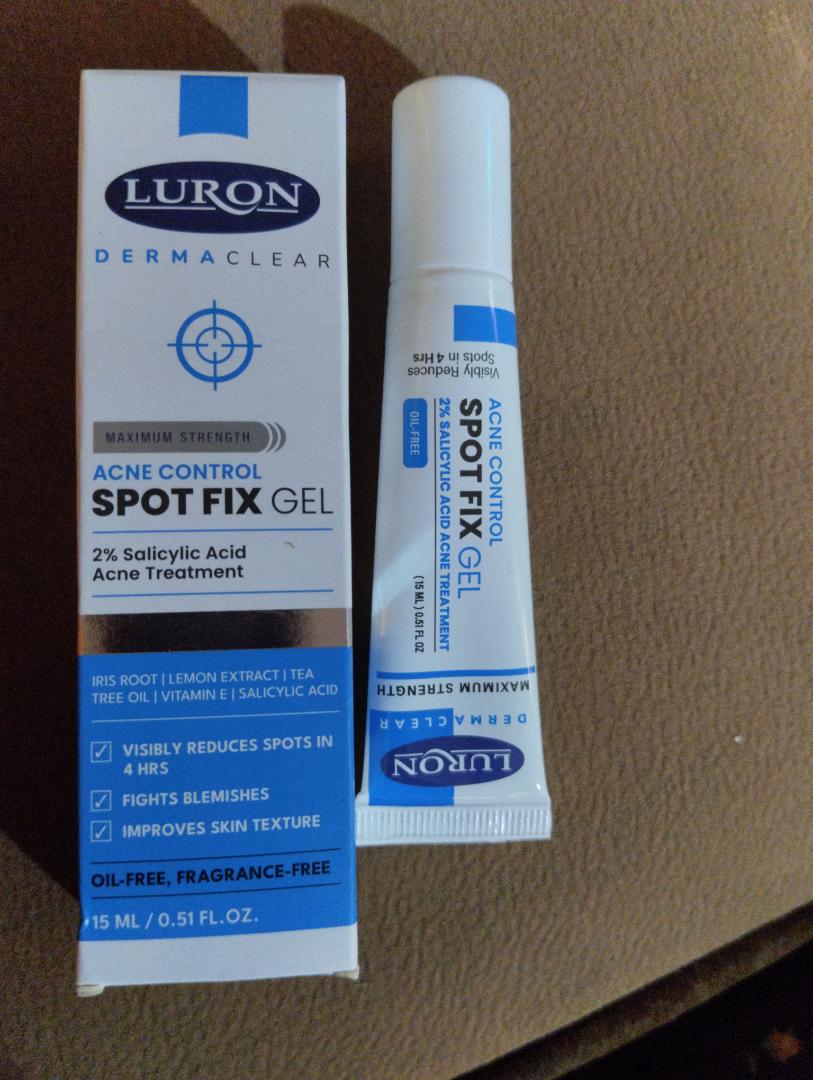 luron acne control spot fix gel.2%salicylic acid .Acne treatment.Visibly reduces spots in 4 hrs,fights blemishes and improves skin texture
