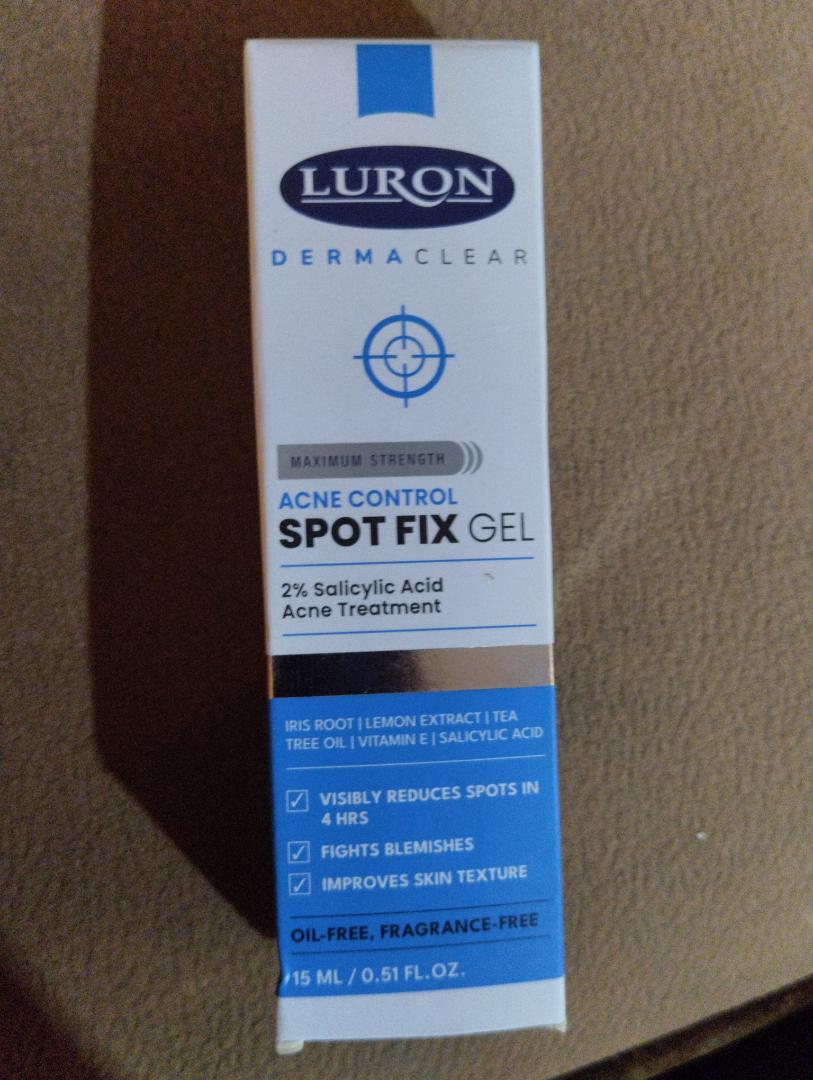 luron acne control spot fix gel.2%salicylic acid .Acne treatment.Visibly reduces spots in 4 hrs,fights blemishes and improves skin texture