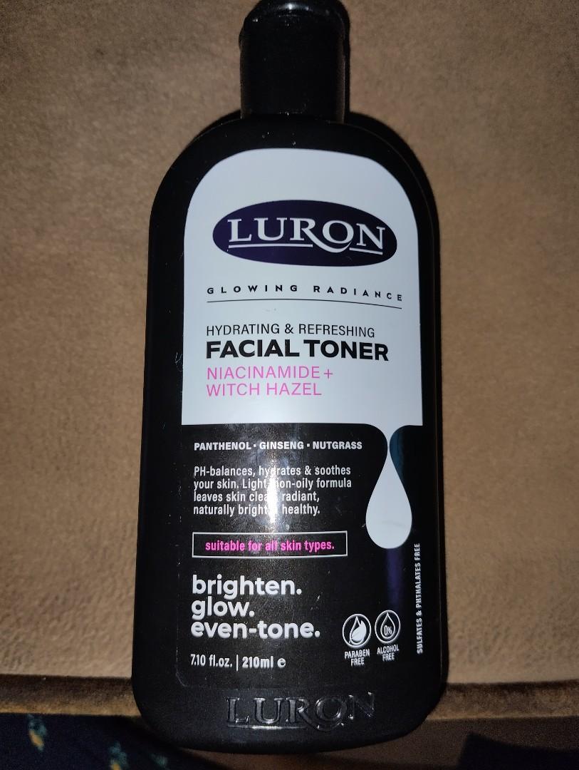 Luron glowing radiance hydrating and refreshing facial toner niacinamide +with hazel.Panthenol.Ginseng.Nutgrass.Ph -balance ,hydrates and soothes your skin light ,non oily formula leaves skin clean.