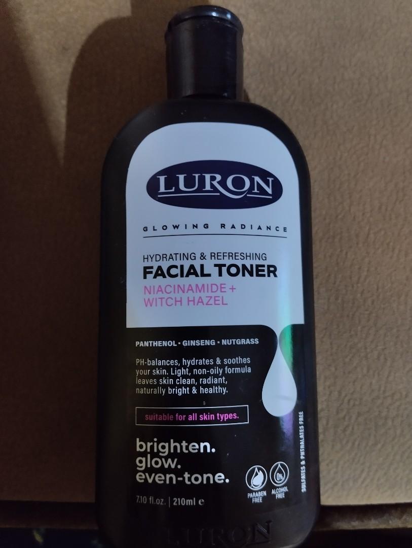 Luron glowing radiance hydrating and refreshing facial toner niacinamide +with hazel.Panthenol.Ginseng.Nutgrass.Ph -balance ,hydrates and soothes your skin light ,non oily formula leaves skin clean.