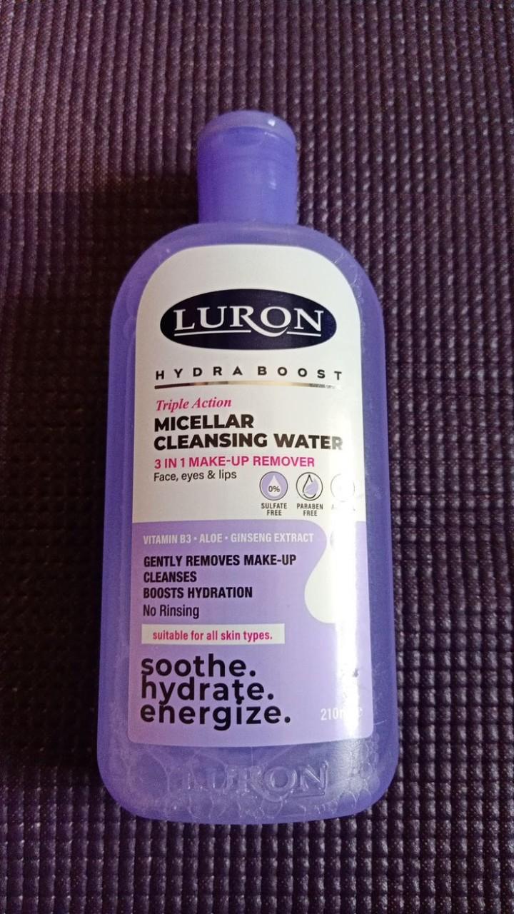 luron glowing radiance hydrating and refreshing facial toner niacinamide with witch hazel and luron hydraboost triple action micellar cleansing water.