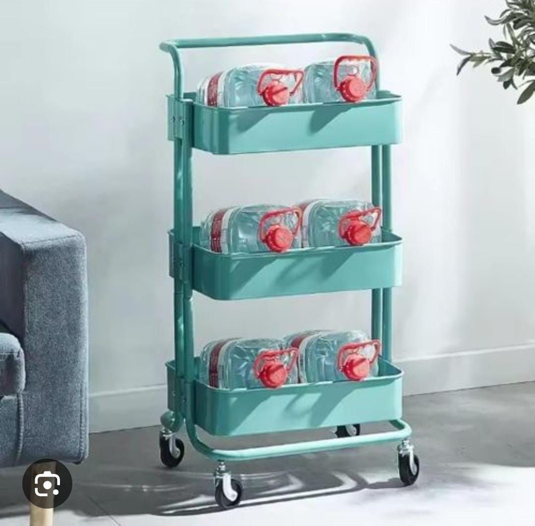 Heavy gauge 3 layer mesh trays metallic trolley rack