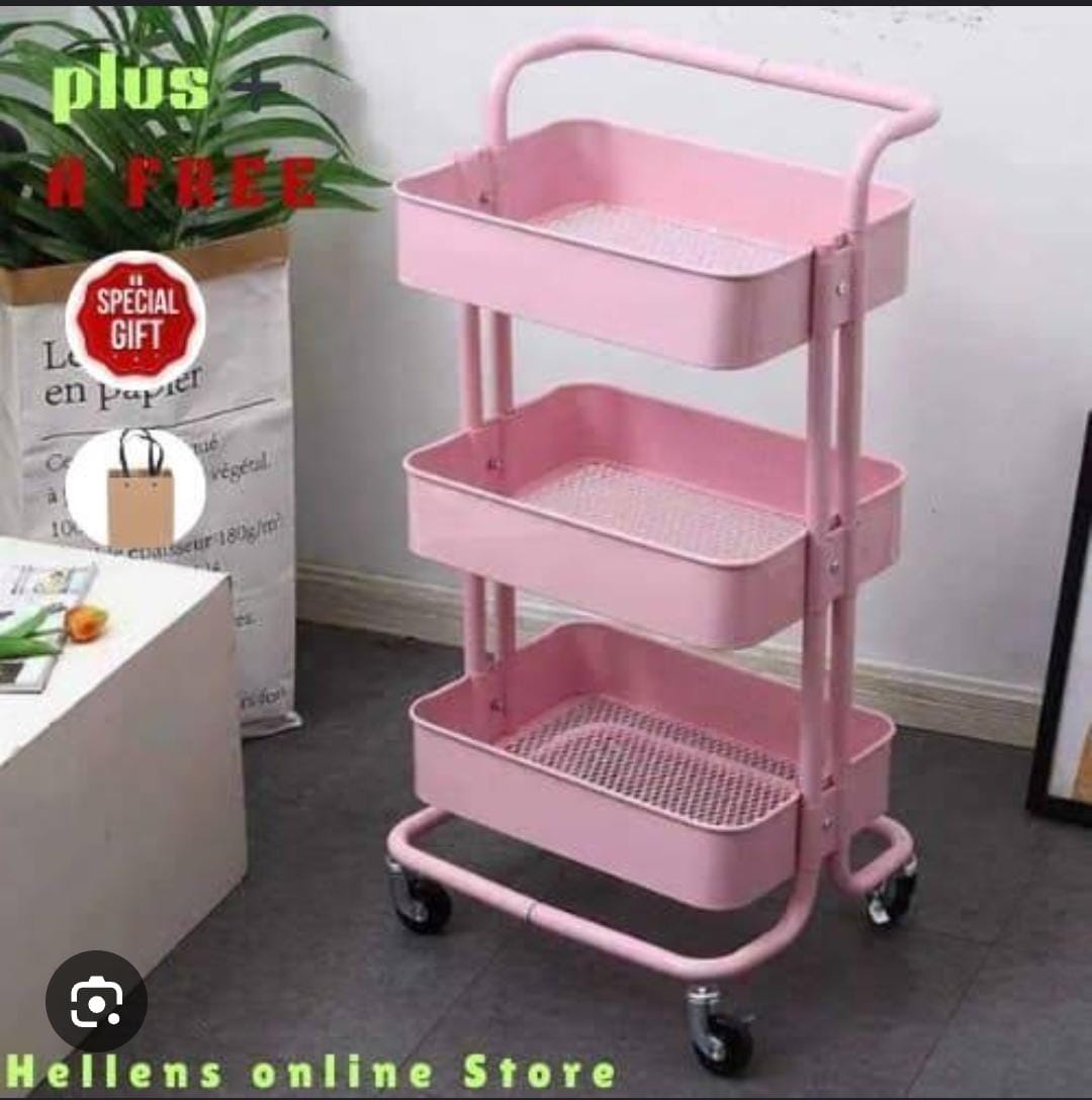 Heavy gauge 3 layer mesh trays metallic trolley rack