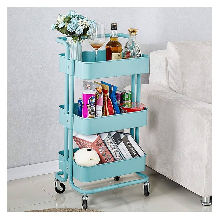 Heavy gauge 3 layer mesh trays metallic trolley rack