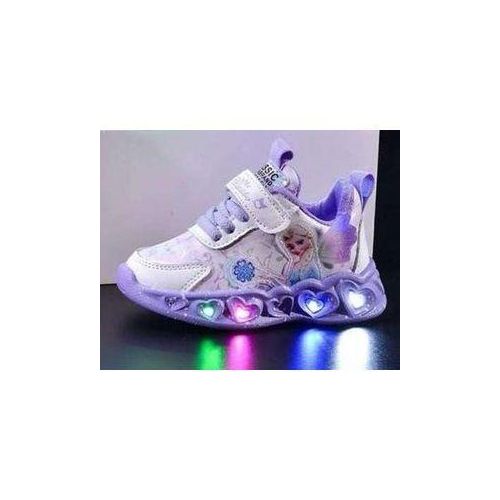 Kid Girls LED Shoes Light Up Trainers Elsa Shoes Girls Children Glitter Shoes Flashing Low Top Sneakers Flashing Shoes Girls