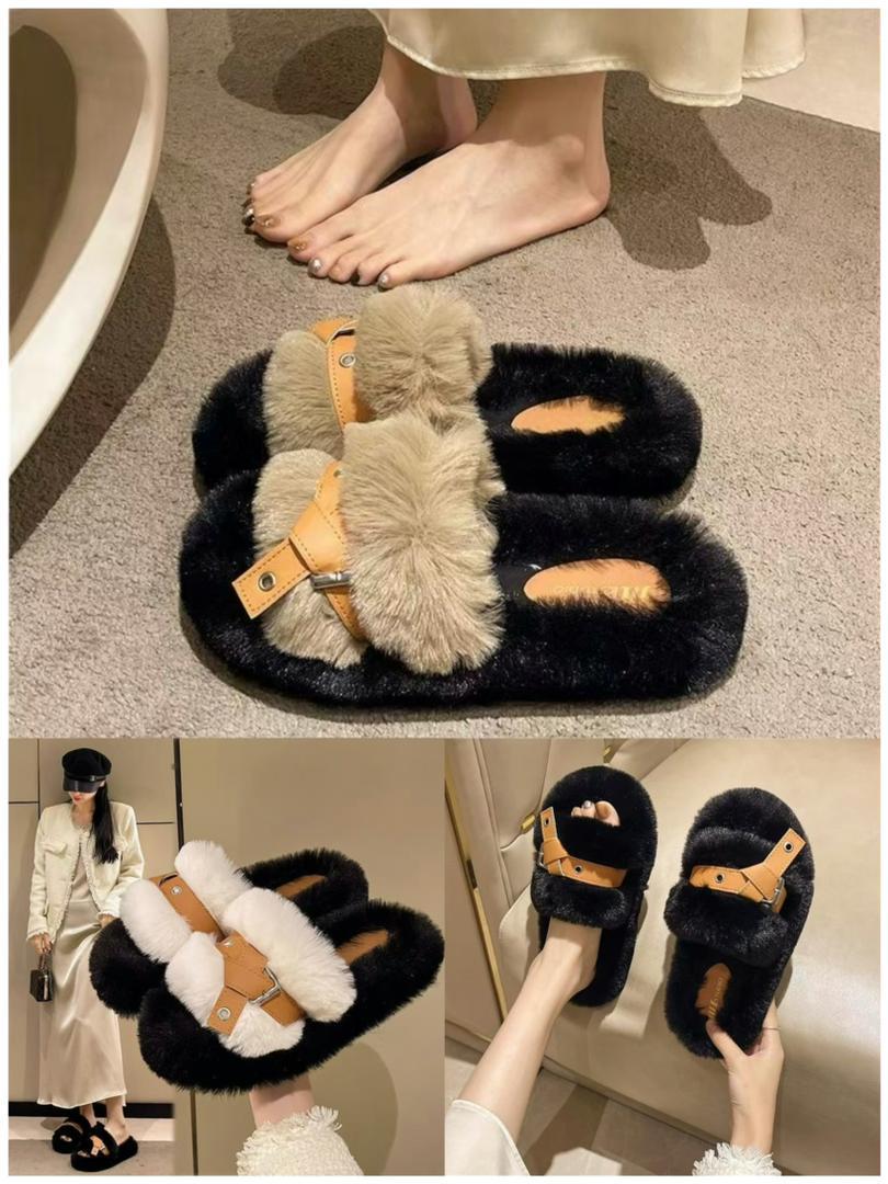 Black November Deals!!!!!Fluffy Leather women slide sandals size 35 to 43 stylish clearace sale offer women slide sandals size 36 to 41 stylish clearace sale offer