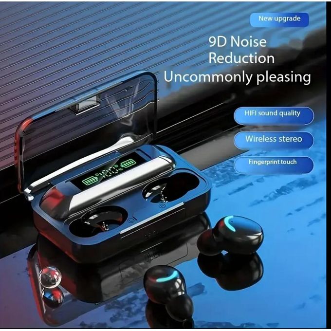 Air F9 Max Earbud - High Fidelity TWS Wireless EarPod With Noise Cancellation, Touch Controls, Phone Holder, Power Bank & HD Mic For Gaming - USB Rechargeable Sports Headphones, Headset With Charging