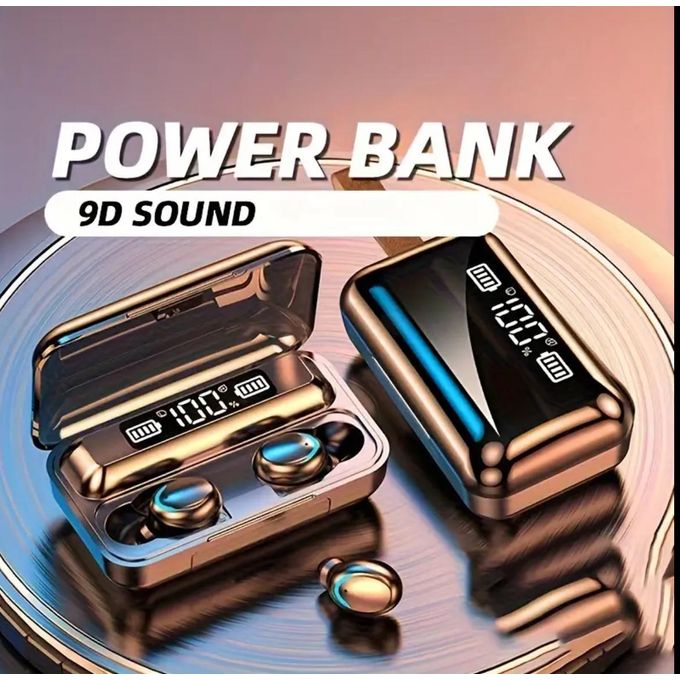 Air F9 Max Earbud - High Fidelity TWS Wireless EarPod With Noise Cancellation, Touch Controls, Phone Holder, Power Bank & HD Mic For Gaming - USB Rechargeable Sports Headphones, Headset With Charging