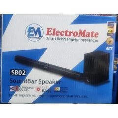 ElectroMate SB02 Soundbar Speaker with Wired Subwoofer – Deep Bass Home Theatre System, Clear Audio for TV, Music & Gaming