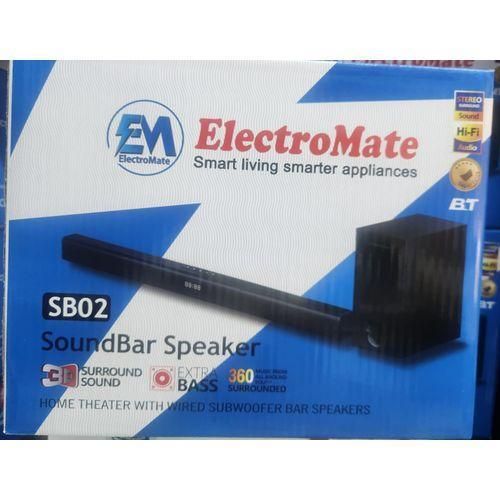 ElectroMate SB02 Soundbar Speaker with Wired Subwoofer – Deep Bass Home Theatre System, Clear Audio for TV, Music & Gaming