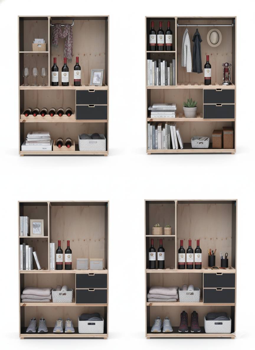 QUALITY WOODEN Three 3 Column wardrobe Wooden Wardrobe Large Capacity Wardrobe