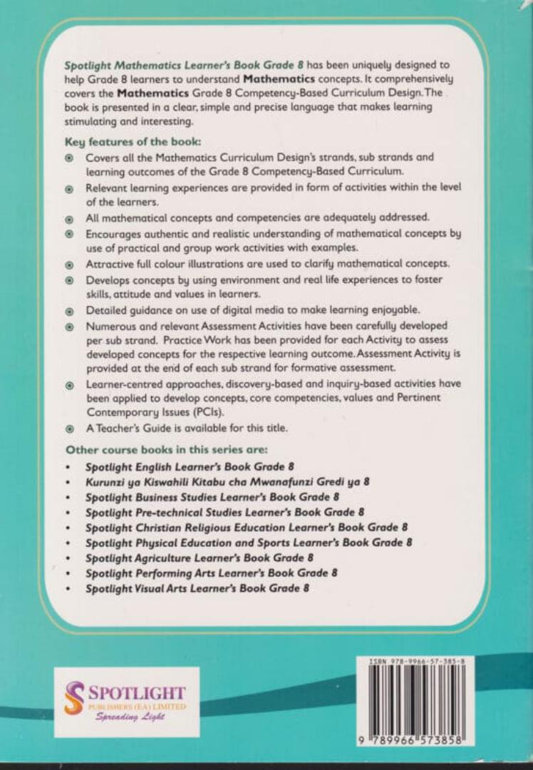 Spotlight Mathematics Learner's Book Grade 8
