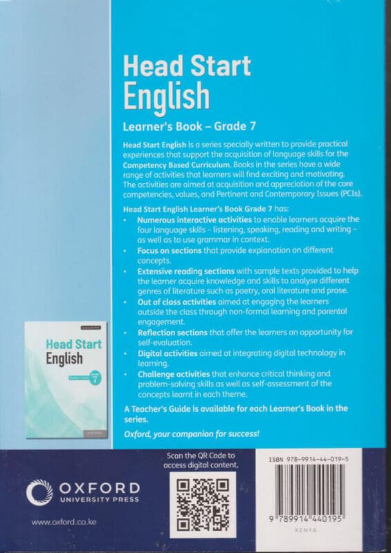 Oxford Head Start English Learner's Book Grade 7 Rationalized