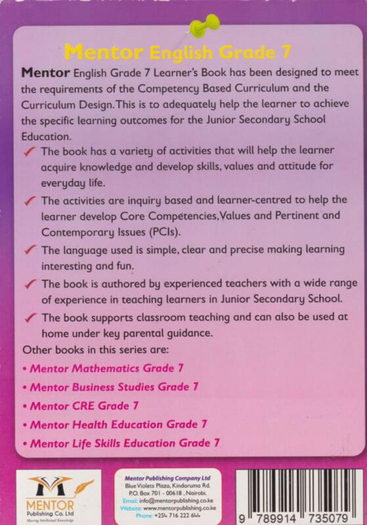 CBC Mentor English Learner's Book Grade 7