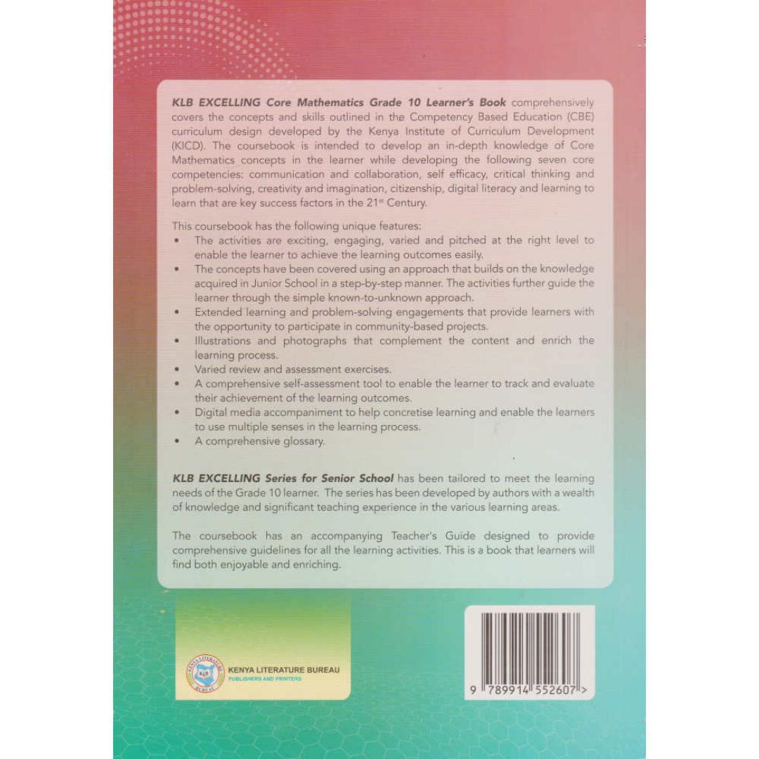 KLB EXCELLING IN CORE MATHEMATICS GRADE 10