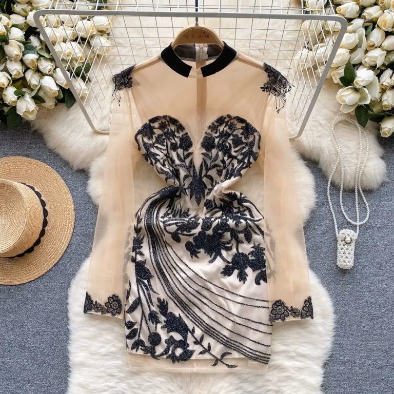 NewSexy See Through Slim Fit Elegant Evening Dress Sequins Prom Mini Gown Dress