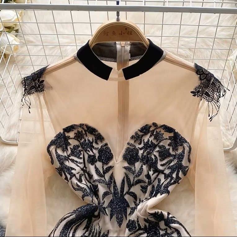 NewSexy See Through Slim Fit Elegant Evening Dress Sequins Prom Mini Gown Dress