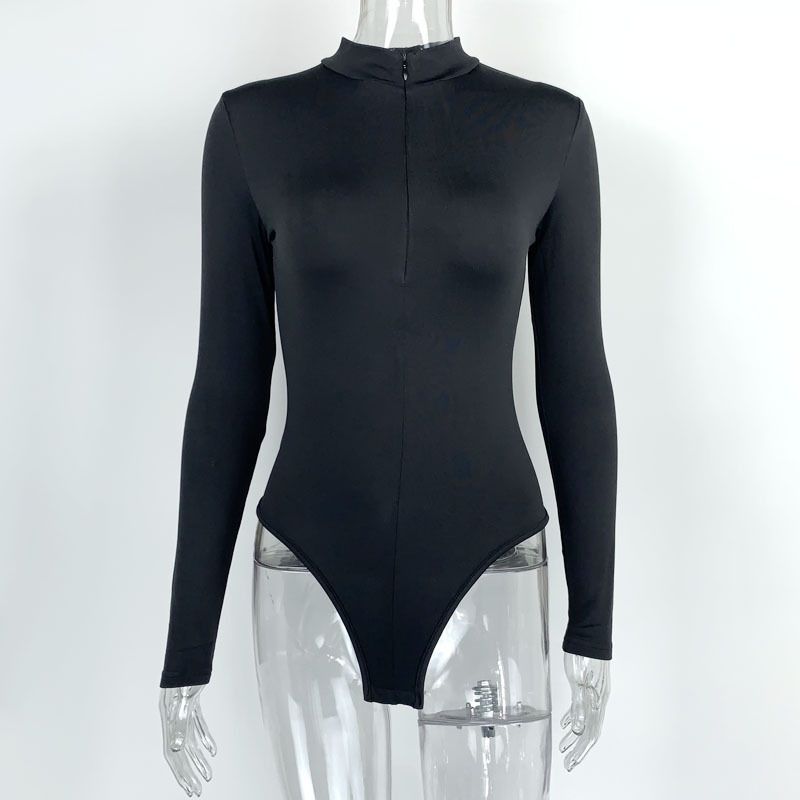 Fashion 254 fashion fleece-lined long sleeve zipper tight jumpsuit women bodysuits.