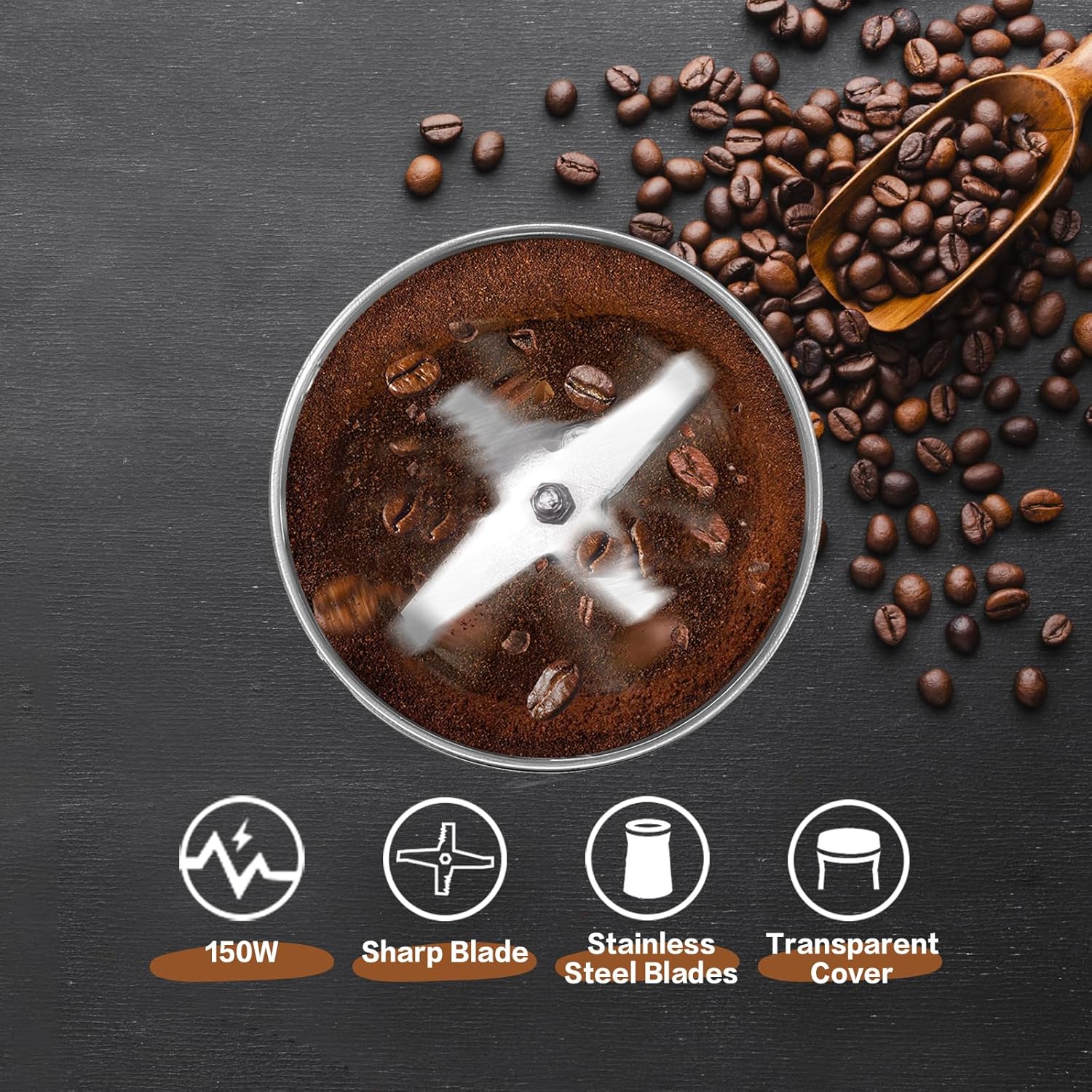 LAC LAICHY L-0624 150W 220V-240V  50Hz-60Hz  MULTI-FUNCTIONAL STAINLESS STEEL ELECTRIC GRINDER for COFFEE BEANS, SPICES, SEEDS, HERBS, DRY FOOD MILK AND MINI KITCHEN GRINDER.