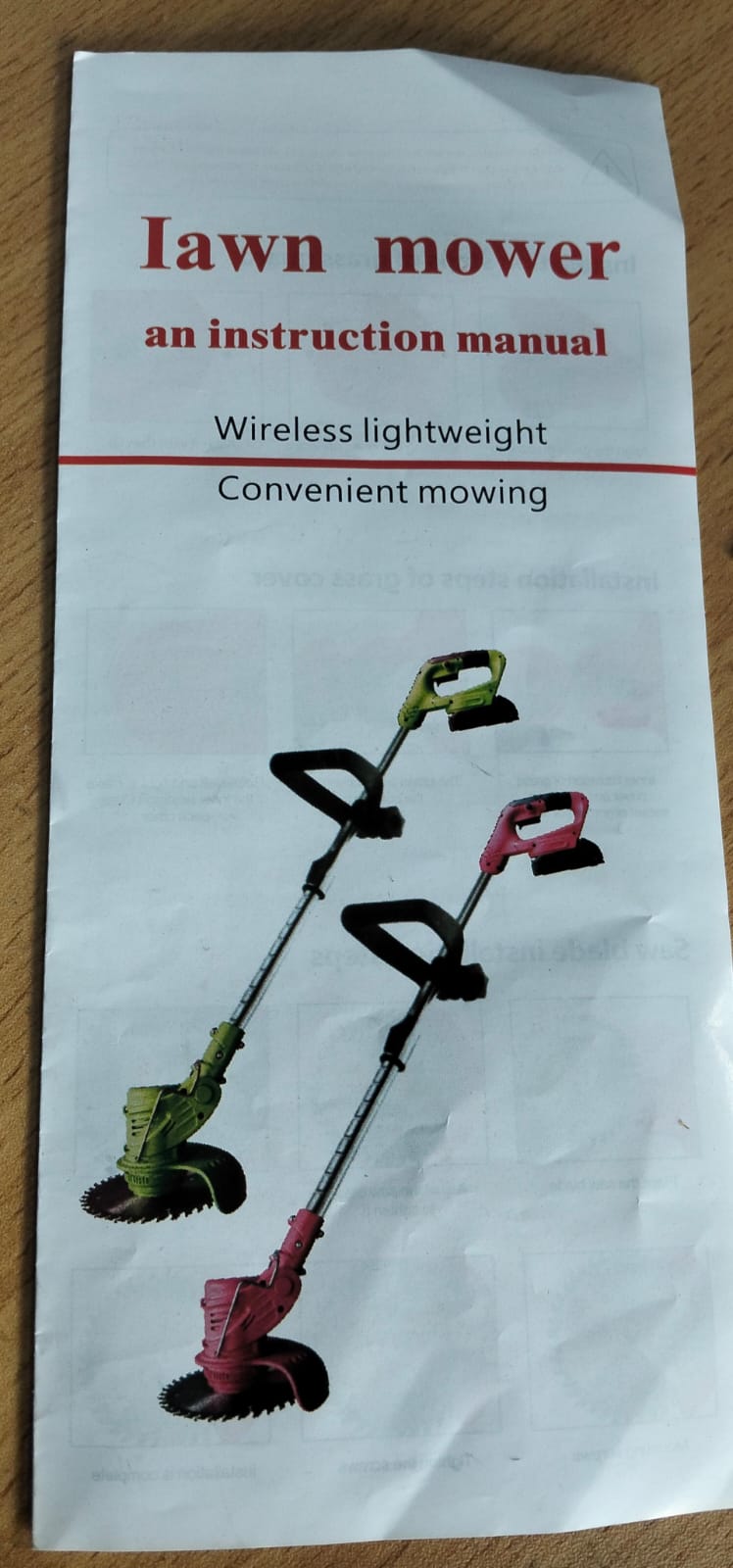 LAC LAICHY L-1717  CORDLESS 2-in-1 MULTIFUNCTIONAL LAWN MOWER & GRASS TRIMMER KIT with PLASTIC BLADE, FLAT METAL BLADE, CIRCULAR SAW BLADE 2 48V BATTERIES WITH 2 WHEELS.