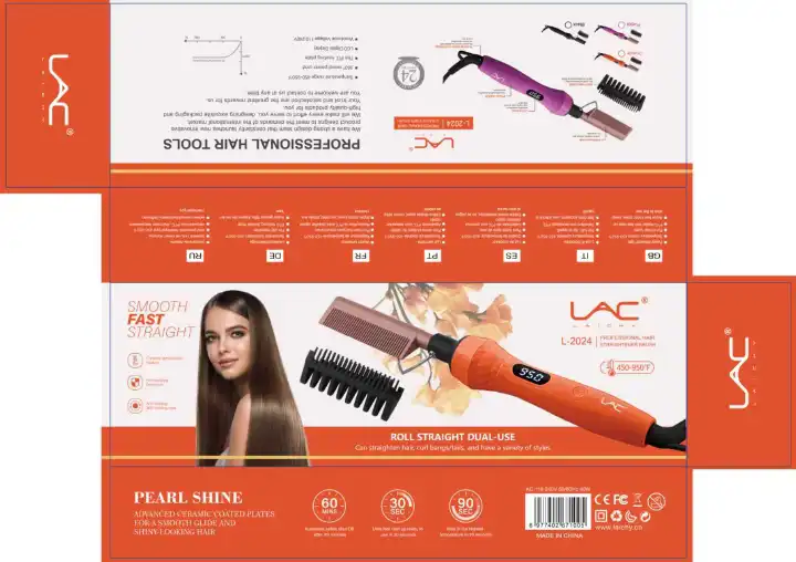 LAC LAICHY L-2024 Home / Professional Hair Hot Comb Hair Straightener 450 Degrees to 950 Degrees AC 110-240V 50Hz-60Hz 40W