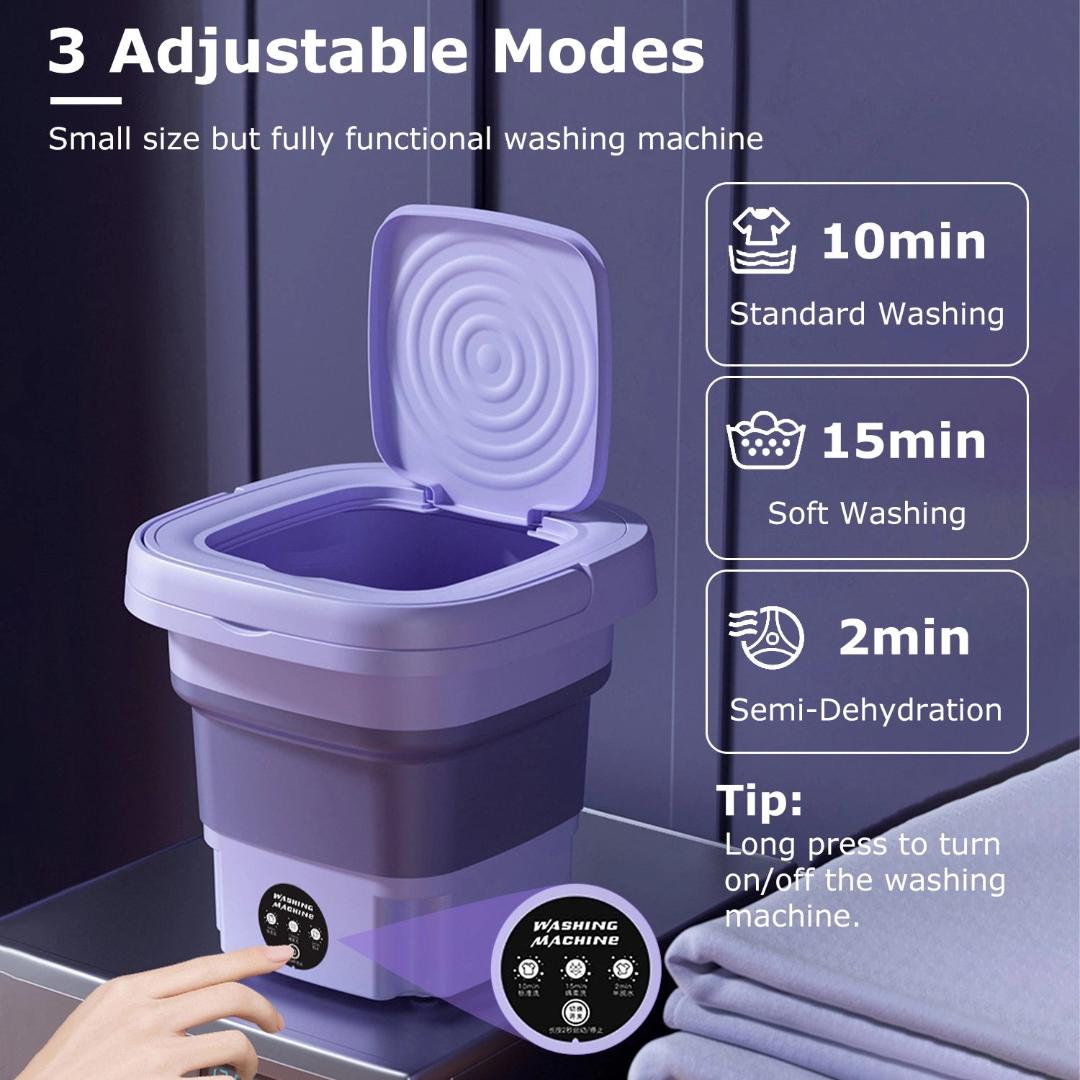 Electric Foldable Washing Machine 7.5Kg Compact Portable Laundry Washer Efficient Home Appliance for Small Apartments Dorms and Travel