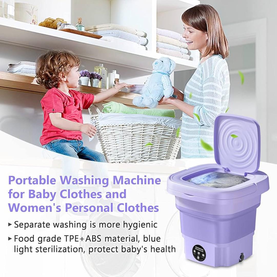 Electric Foldable Washing Machine 7.5Kg Compact Portable Laundry Washer Efficient Home Appliance for Small Apartments Dorms and Travel