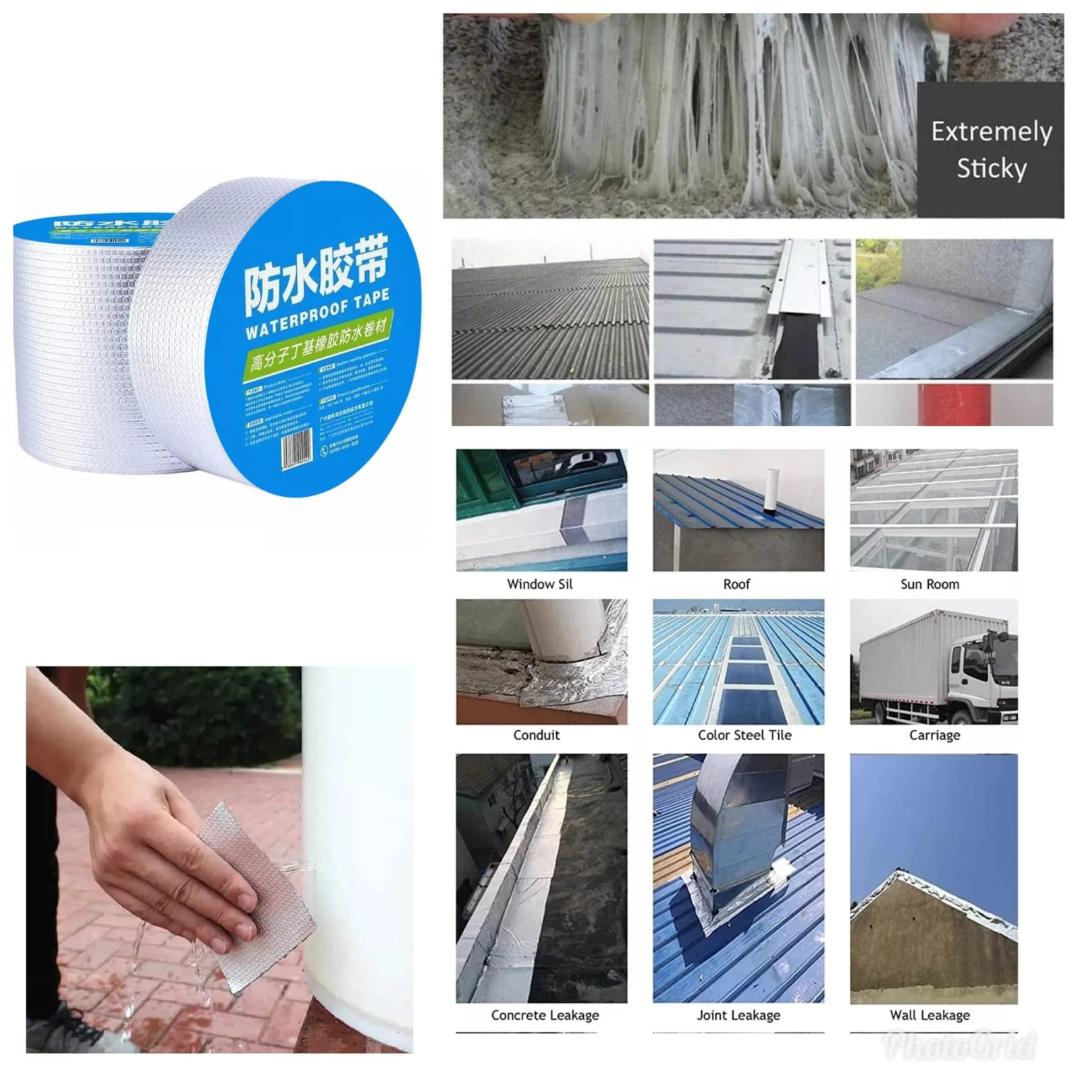 Leakage Repair Waterproof Duct Tape for Pipe & Roof Water Heavy Duty Leaks Solution Aluminum Foil Butyl Rubber Adhesive Sealing for Surface Cracks