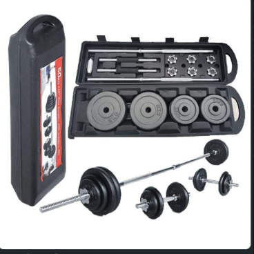 York 50kg Adjustable Weight Set Dumbbell & Barbell Combo with Plates, Bars & Spinlock Collars Home Gym Fitness Strength Training Equipment for Full Body Workouts