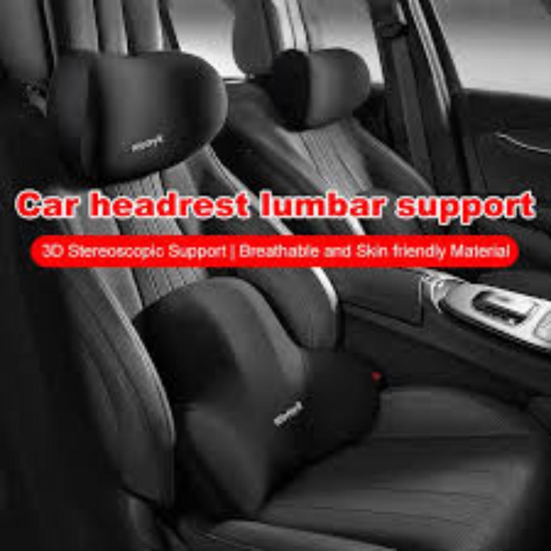 Car Headrest & Lumbar Support Cushion Ergonomic Car Seat Neck Back Rest Pillows Memory Foam Head Rest And Lumbar Support Pillow Set Backrest Driving Seat Office Chair Support