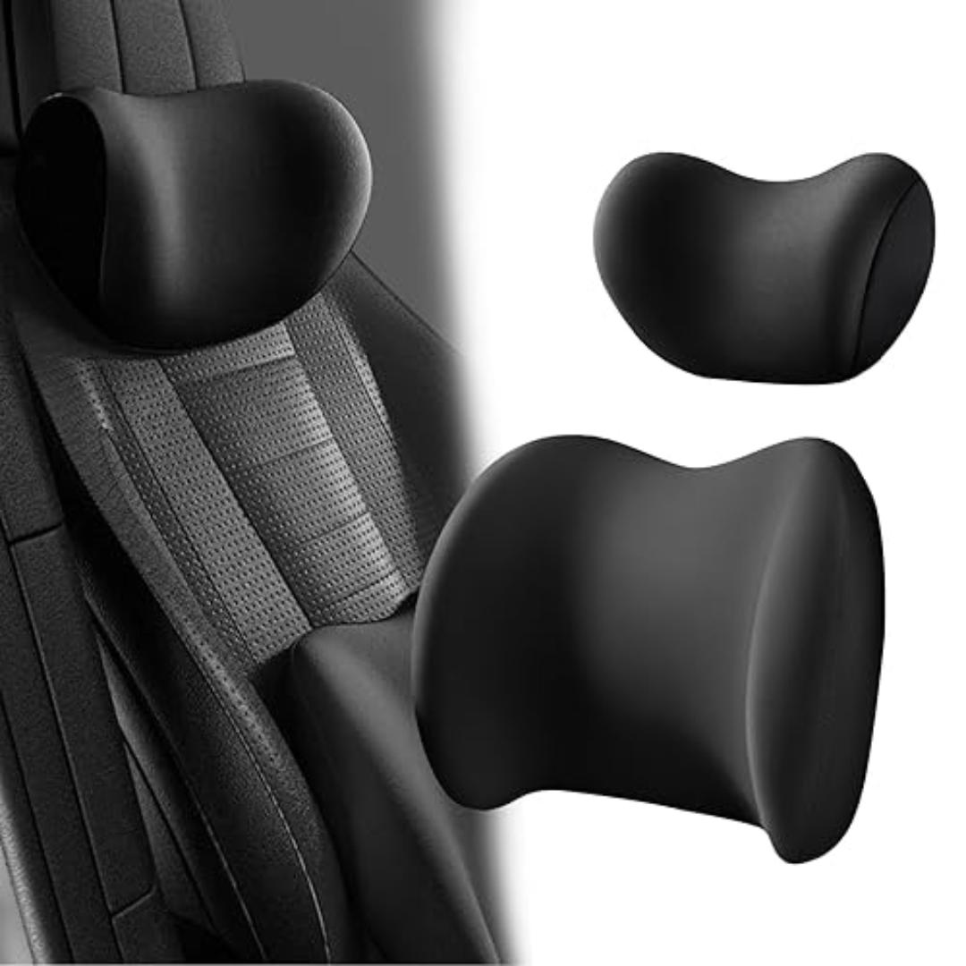 Car Headrest & Lumbar Support Cushion Ergonomic Car Seat Neck Back Rest Pillows Memory Foam Head Rest And Lumbar Support Pillow Set Backrest Driving Seat Office Chair Support