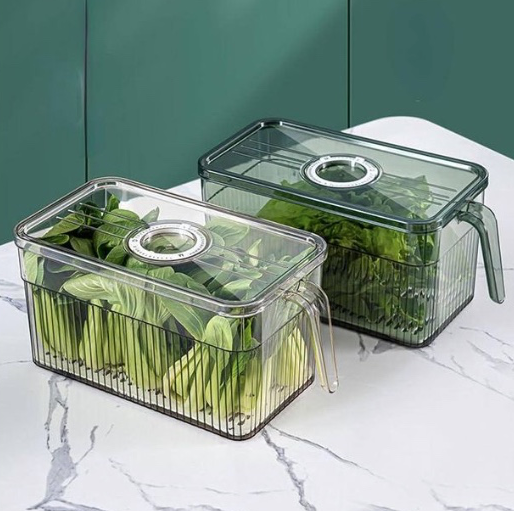 3L Acrylic Fridge Organizer,BPA-Free Clear Plastic Refrigerator Organizer Bins With Handle For Cabinet, Kitchen, Countertops, Cupboard, Freezer Organization