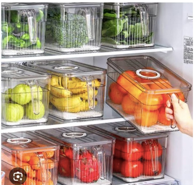 3L Acrylic Fridge Organizer,BPA-Free Clear Plastic Refrigerator Organizer Bins With Handle For Cabinet, Kitchen, Countertops, Cupboard, Freezer Organization