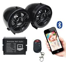 Motorcycle Radio Waterproof Bluetooth Stereo Speaker System with FM Radio and USB Support for All Motorbikes and Scooters