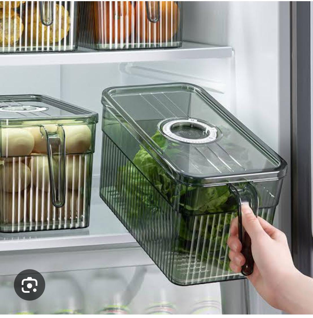 3L Acrylic Fridge Organizer,BPA-Free Clear Plastic Refrigerator Organizer Bins With Handle For Cabinet, Kitchen, Countertops, Cupboard, Freezer Organization