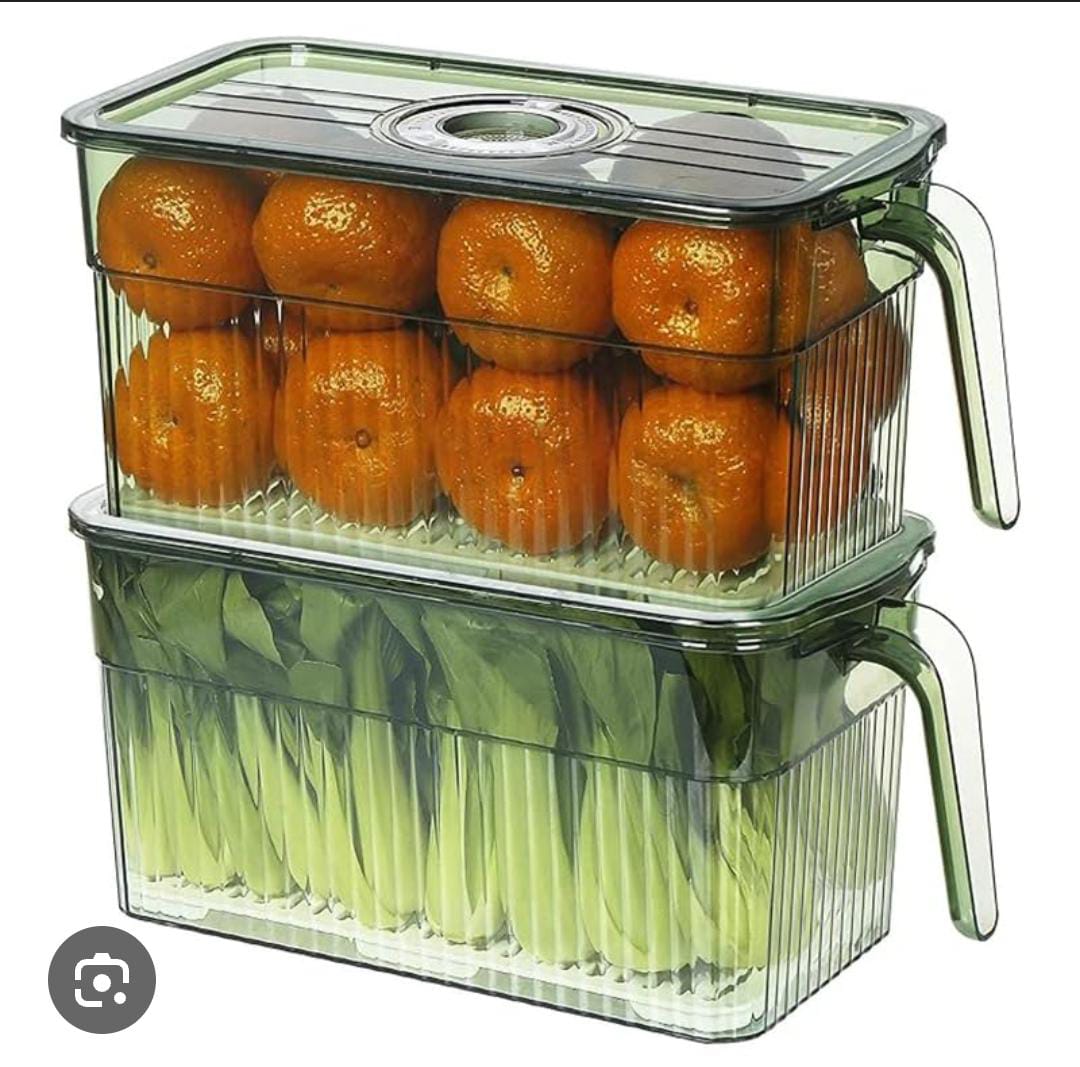 3L Acrylic Fridge Organizer,BPA-Free Clear Plastic Refrigerator Organizer Bins With Handle For Cabinet, Kitchen, Countertops, Cupboard, Freezer Organization