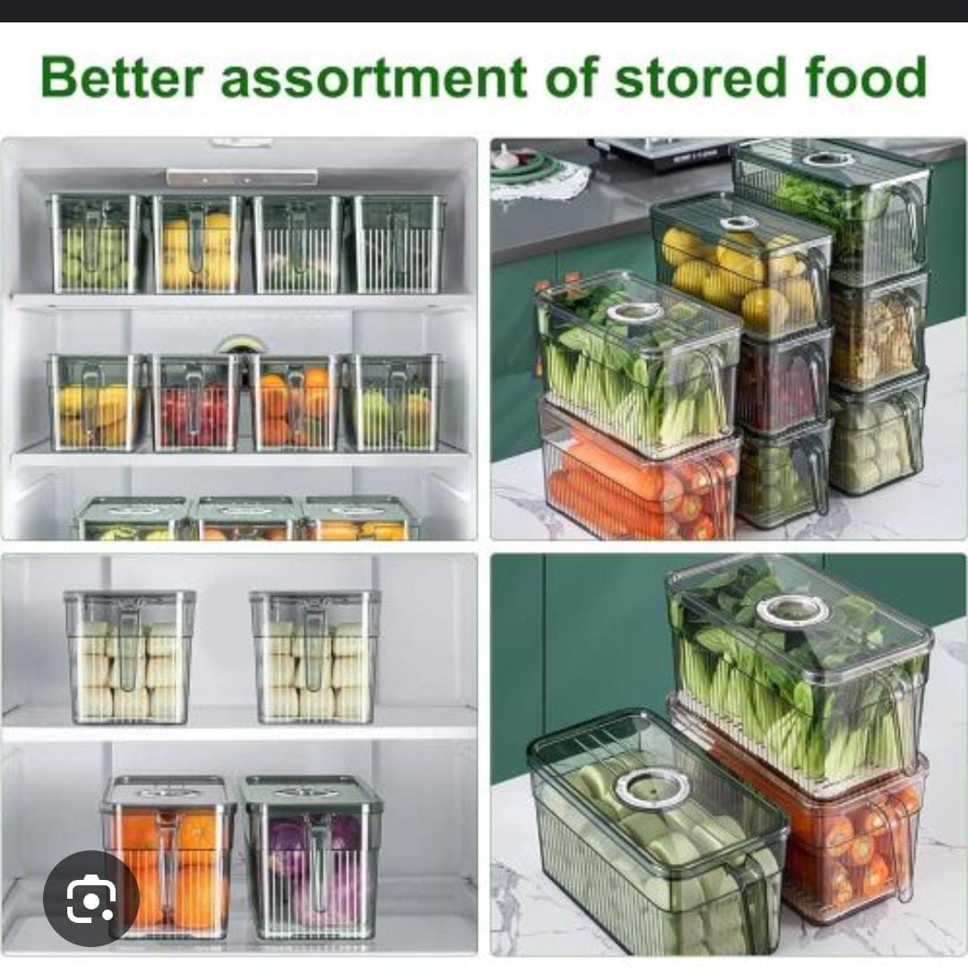 3L Acrylic Fridge Organizer,BPA-Free Clear Plastic Refrigerator Organizer Bins With Handle For Cabinet, Kitchen, Countertops, Cupboard, Freezer Organization