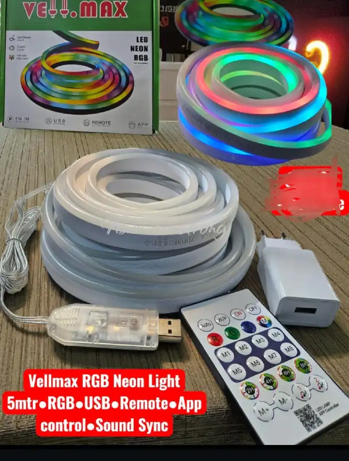 Vellmax LED Neon Rope Light – 5M/10M Smart IC-RGB Strip Bring your creativity to life with our stunning Vellmax LED Neon Rope Light – the perfect blend of modern tech and vibrant color.