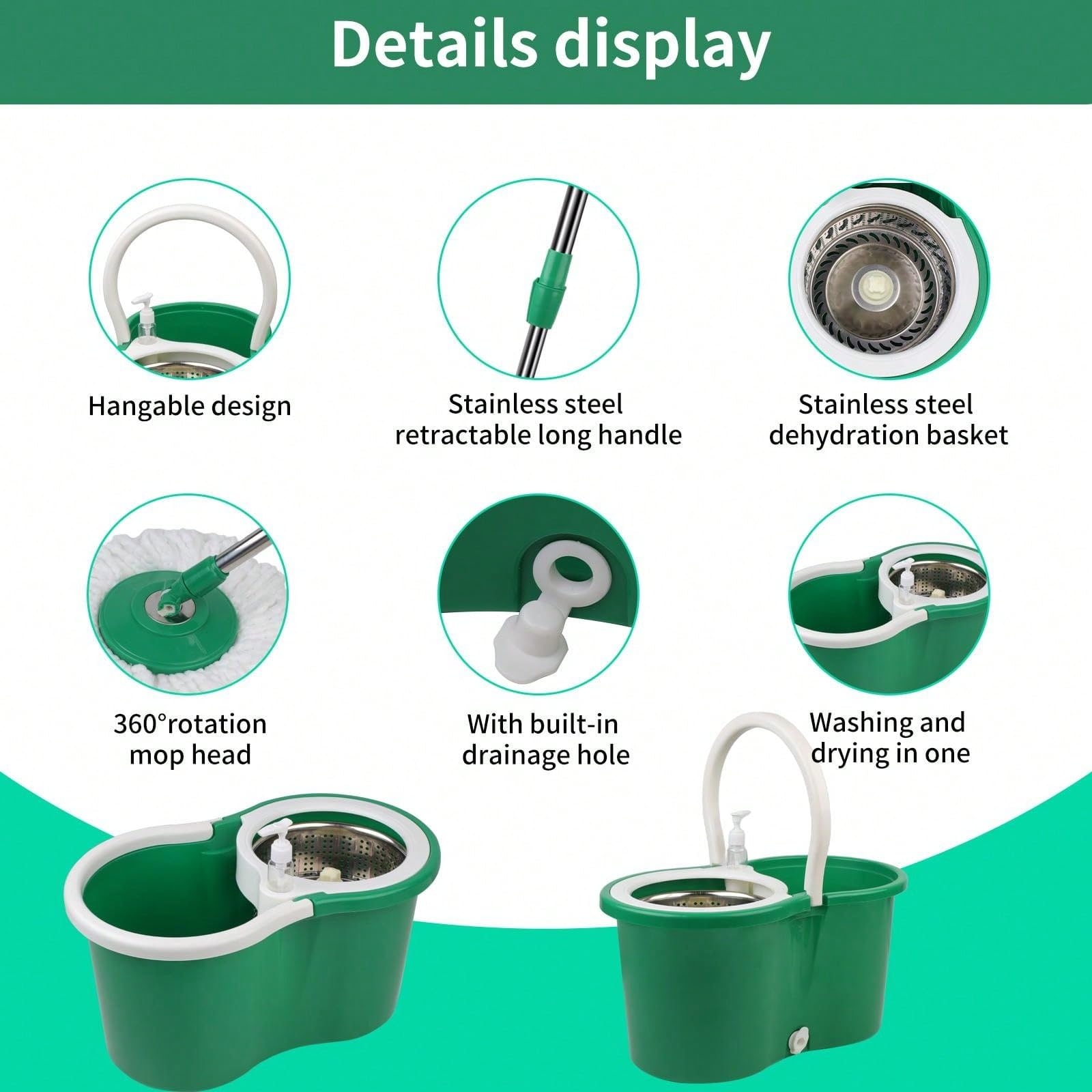 RESTOCKED🔥360 degree spin mop and bucket with metallic spinner☀️high-quality Mop with a bucket for your daily cleaning worries. It has super thin microfiber strands with great absorbing ability, e