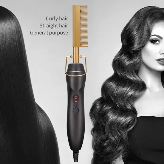 2 in 1 Hot Comb Straightener Electric Hair Straightener Hair Curler Wet Dry Use Hair Flat Irons Hot Heating Comb For Hair