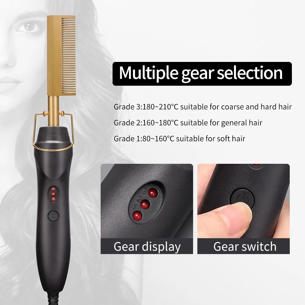 2 in 1 Hot Comb Straightener Electric Hair Straightener Hair Curler Wet Dry Use Hair Flat Irons Hot Heating Comb For Hair