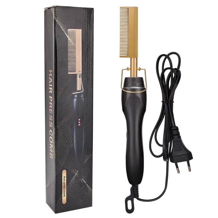 2 in 1 Hot Comb Straightener Electric Hair Straightener Hair Curler Wet Dry Use Hair Flat Irons Hot Heating Comb For Hair