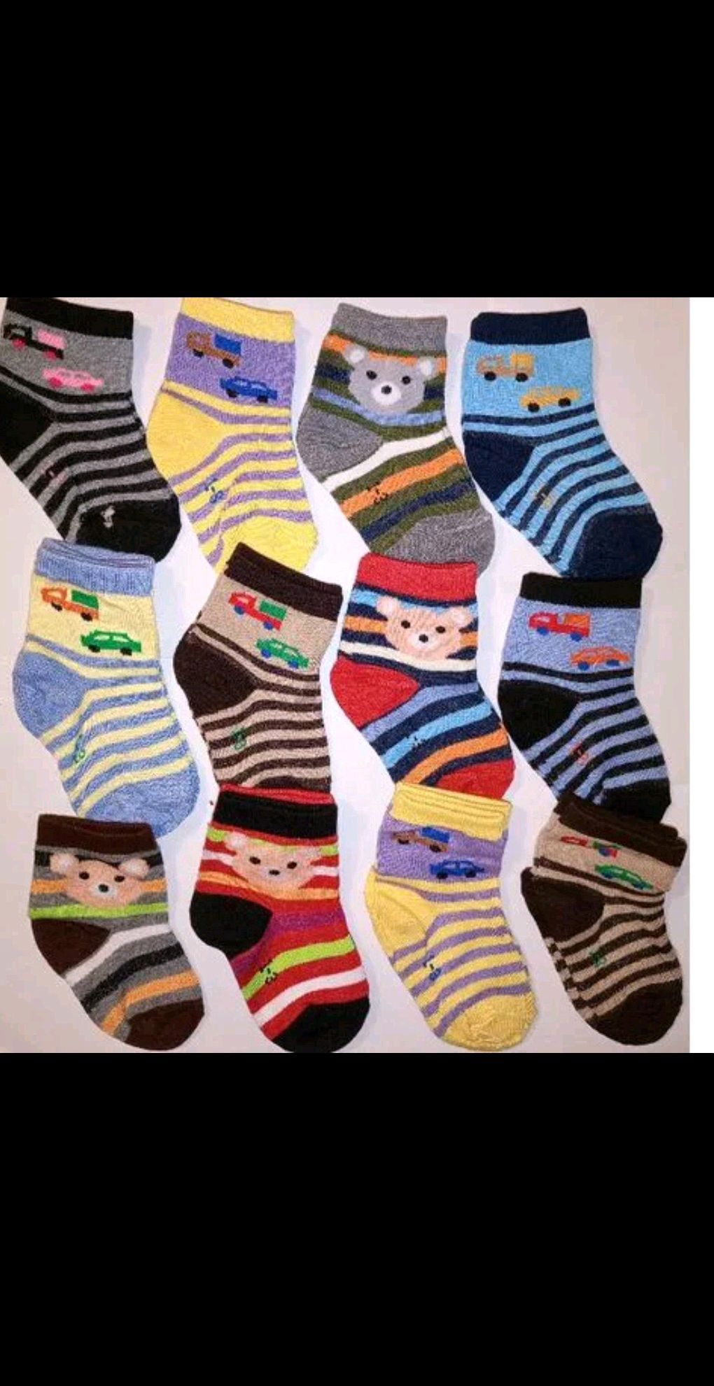 12 pairs Unisex Baby Socks 0-12 months Assorted Colours