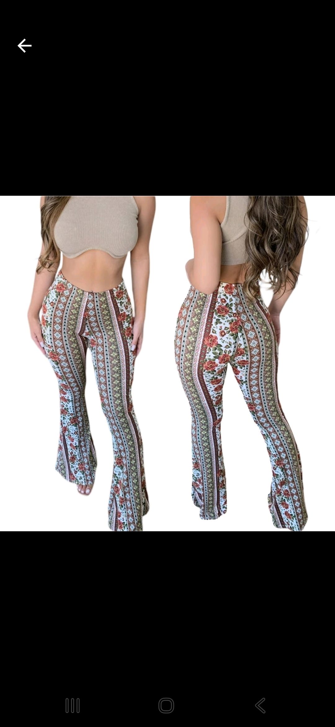 3pcs Women’s High Waist Floral Print Flared Palazzo Pants – Stretchy Bell Bottom Casual Trousers - Mixed Colours and Design prints.