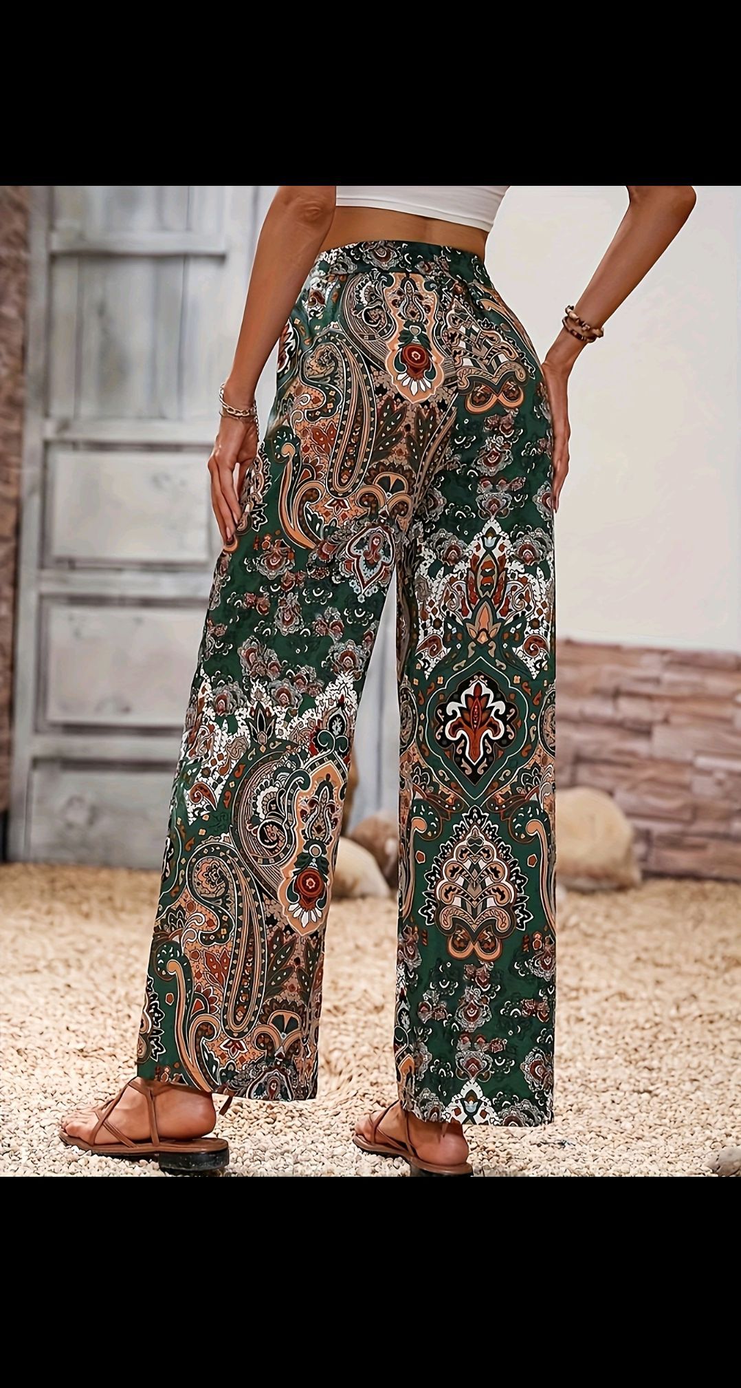 3pcs Women’s Printed Wide Leg Palazzo Pants – High Waist Loose Casual Trousers - Mixed Colours and Design prints.